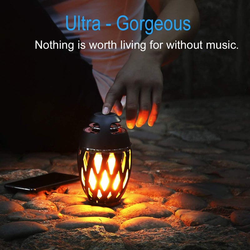DiKaou LED Flame Outdoor Table Lamp Torch Table Lamp with Blutooth Speaker, Rechargeable Ambience Lantern with Flickers Warm Light for Patio/Porch/Home Decor, Best Gift for Men Women Teens Kids - Image 3